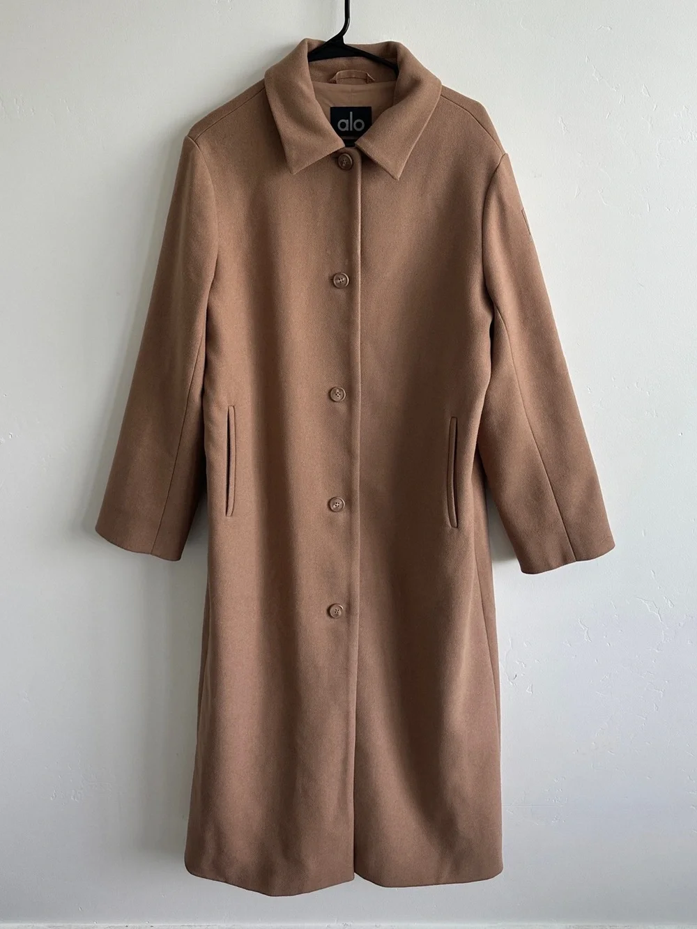 ALO Yoga Wool Metro Long Coat - Toasted Almond Brown - Small
